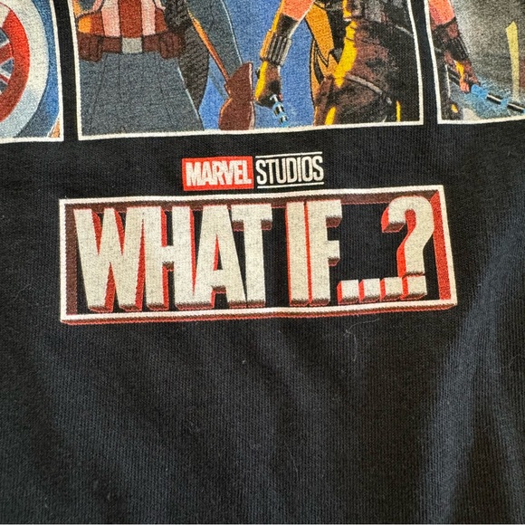 Marvel Studios What If...? T-shirt Black with Medium Sticker Tag on Front Size M - Picture 4 of 5